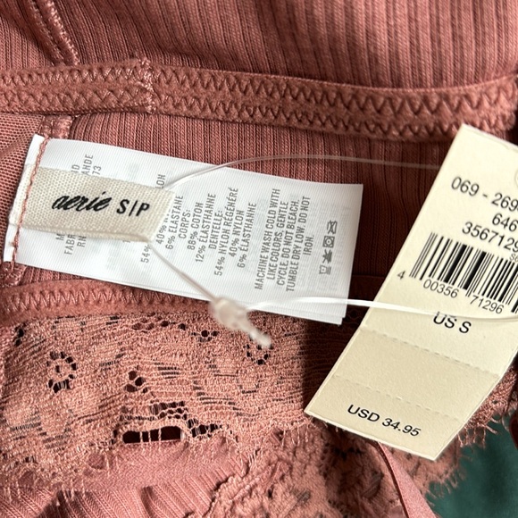 NWT Aerie Ribbed Eyelash Lace Trim Longline Bralette - Picture 6 of 7